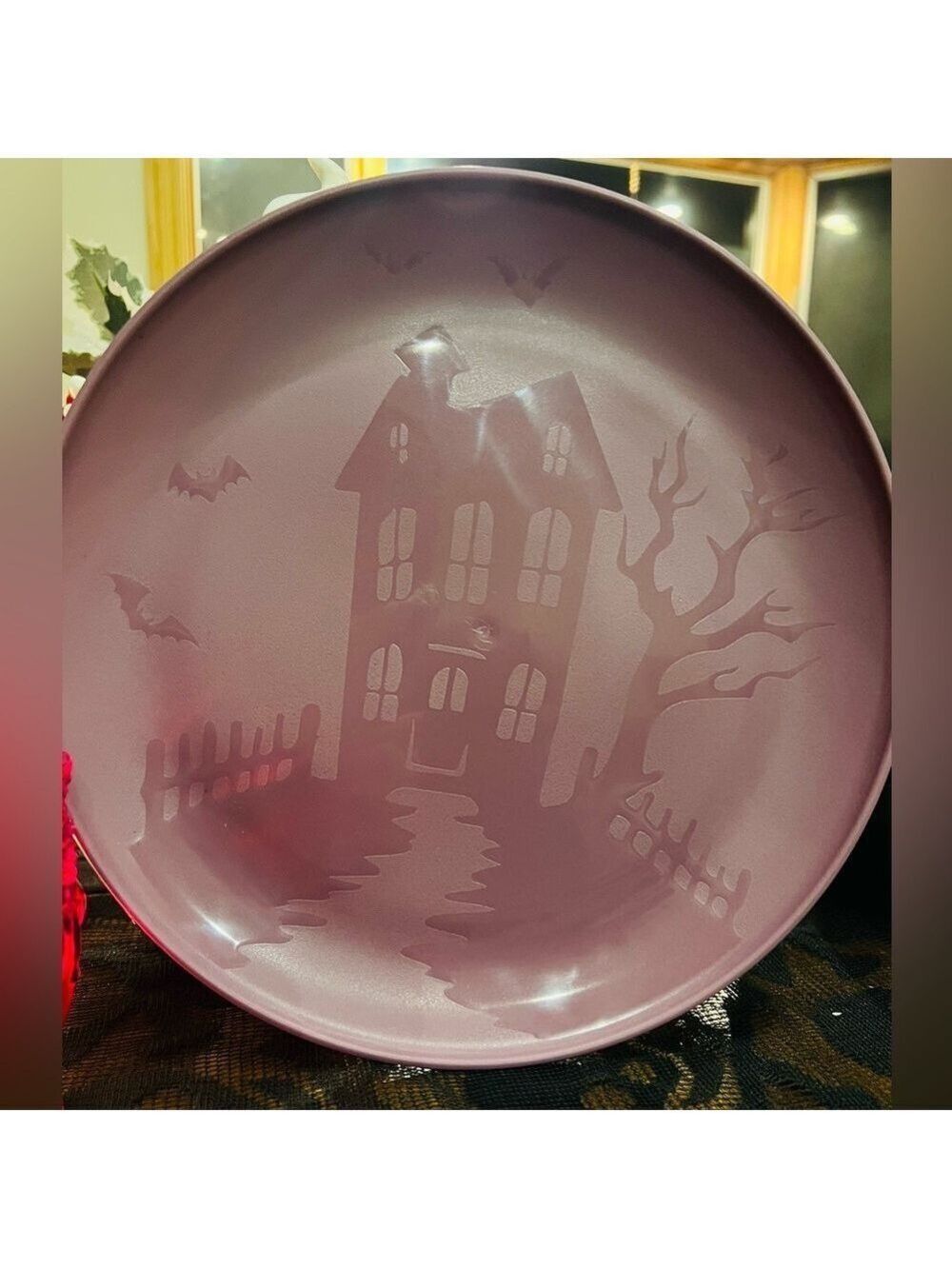 Mainstays Haunted House Dinnerware Set Purple Plum 3 Piece 3-Piece - Picture 2 of 16